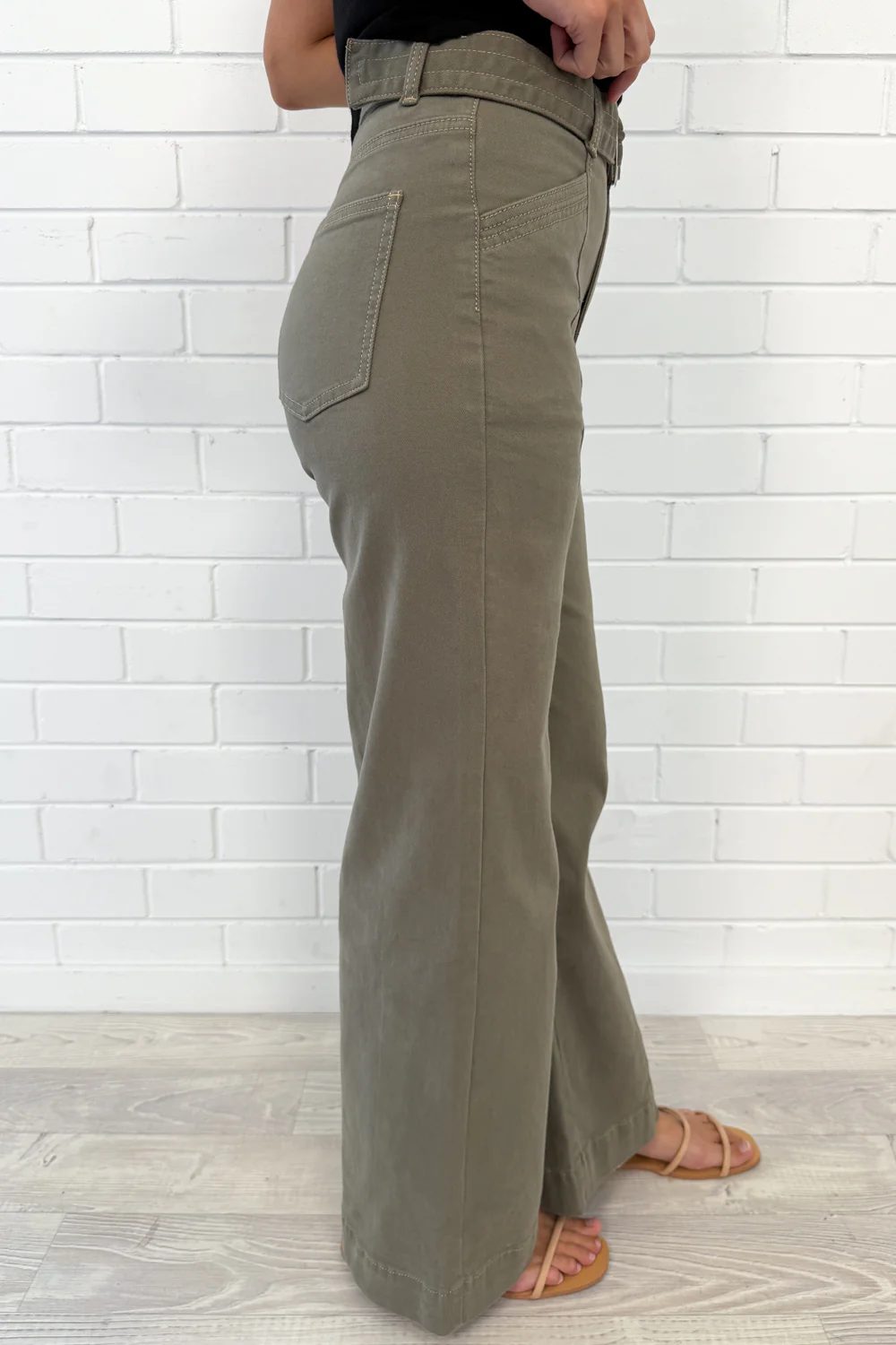 Penny Wide Leg Jeans - Khaki Denim - Image 8