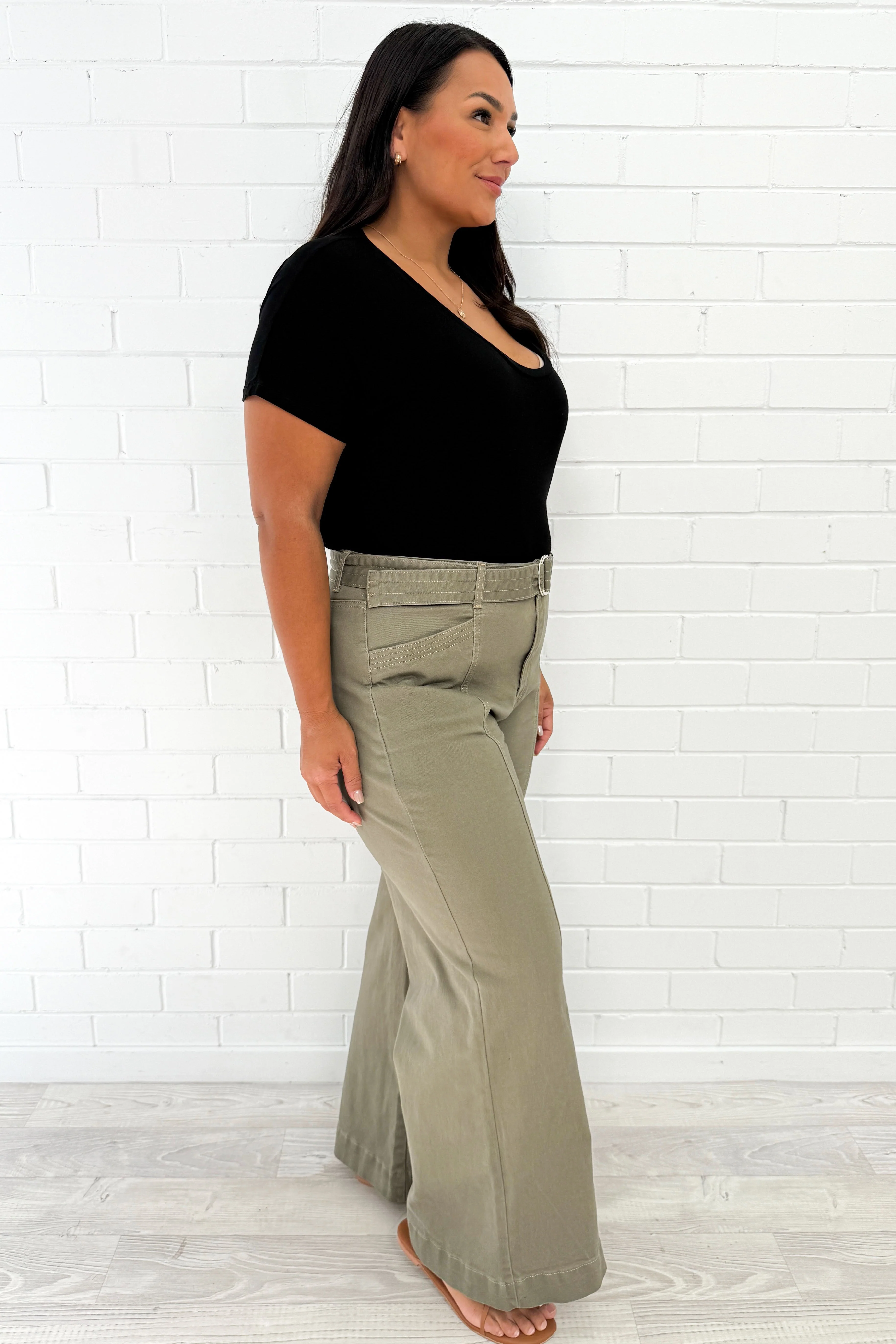 Penny Wide Leg Jeans - Khaki Denim - Image 12