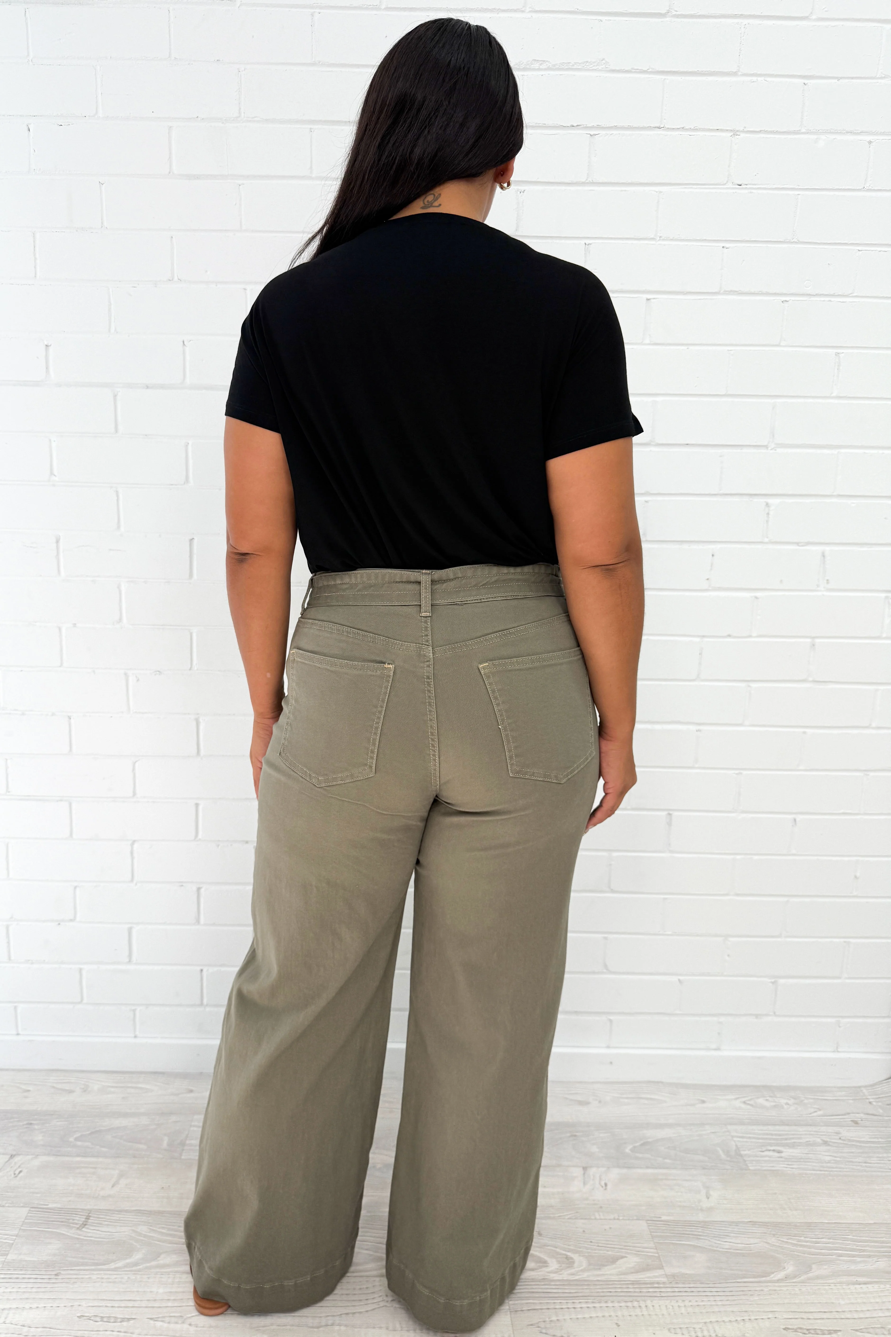 Penny Wide Leg Jeans - Khaki Denim - Image 13