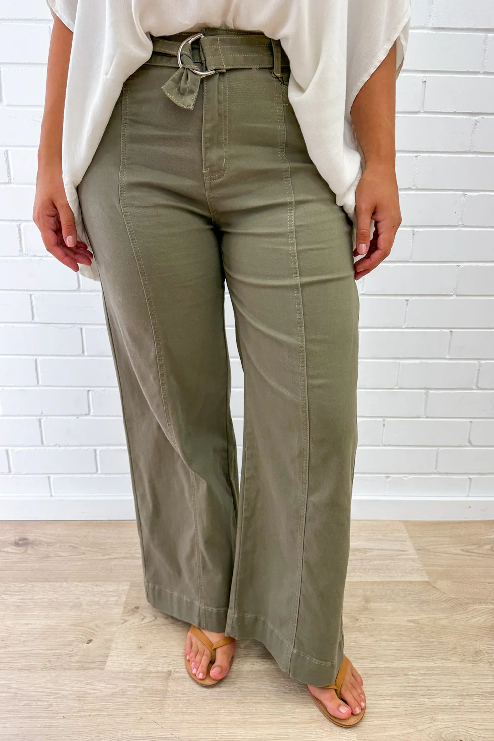 Penny Wide Leg Jeans - Khaki Denim - Image 16