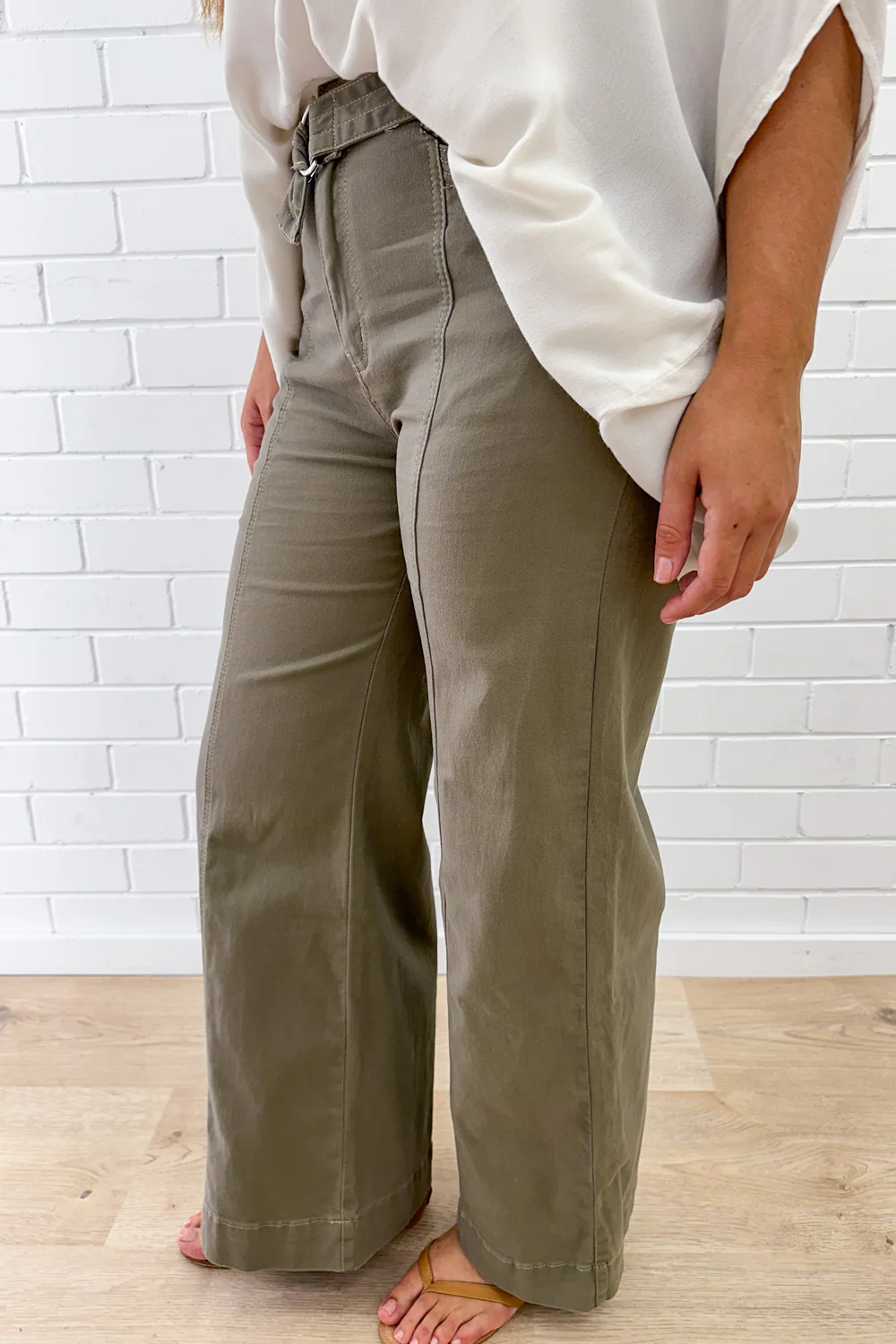 Penny Wide Leg Jeans - Khaki Denim - Image 17
