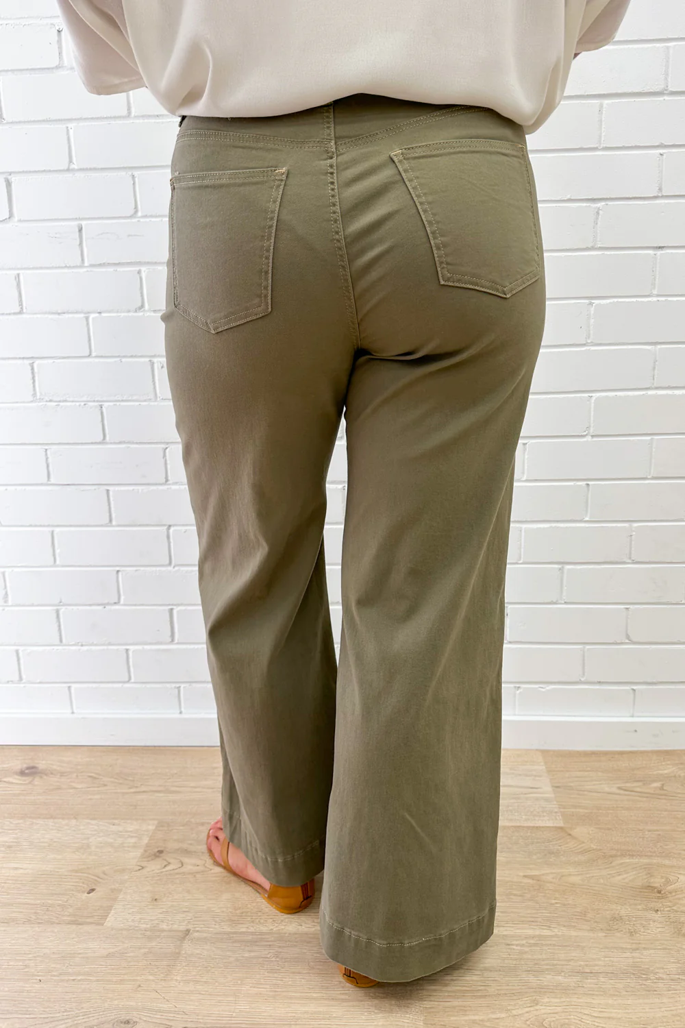 Penny Wide Leg Jeans - Khaki Denim - Image 18