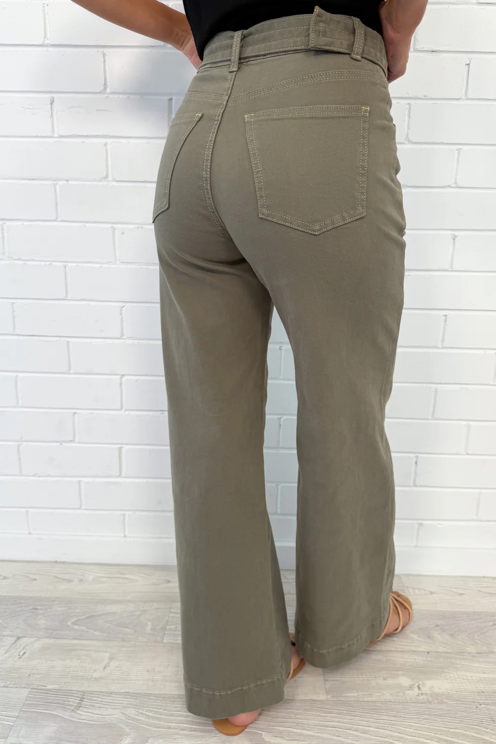 Penny Wide Leg Jeans - Khaki Denim - Image 6