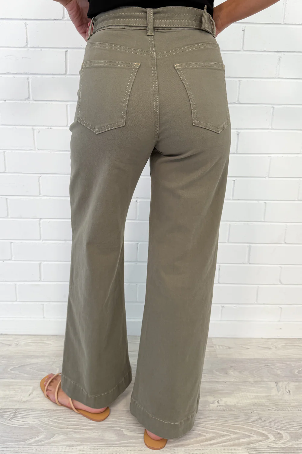 Penny Wide Leg Jeans - Khaki Denim - Image 7