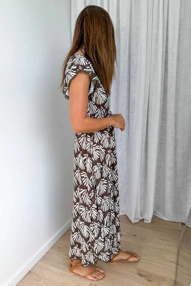 Peri Dress - Chocolate Abstract Leaf - Image 4