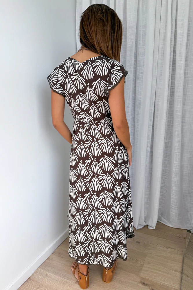 Peri Dress - Chocolate Abstract Leaf - Image 5