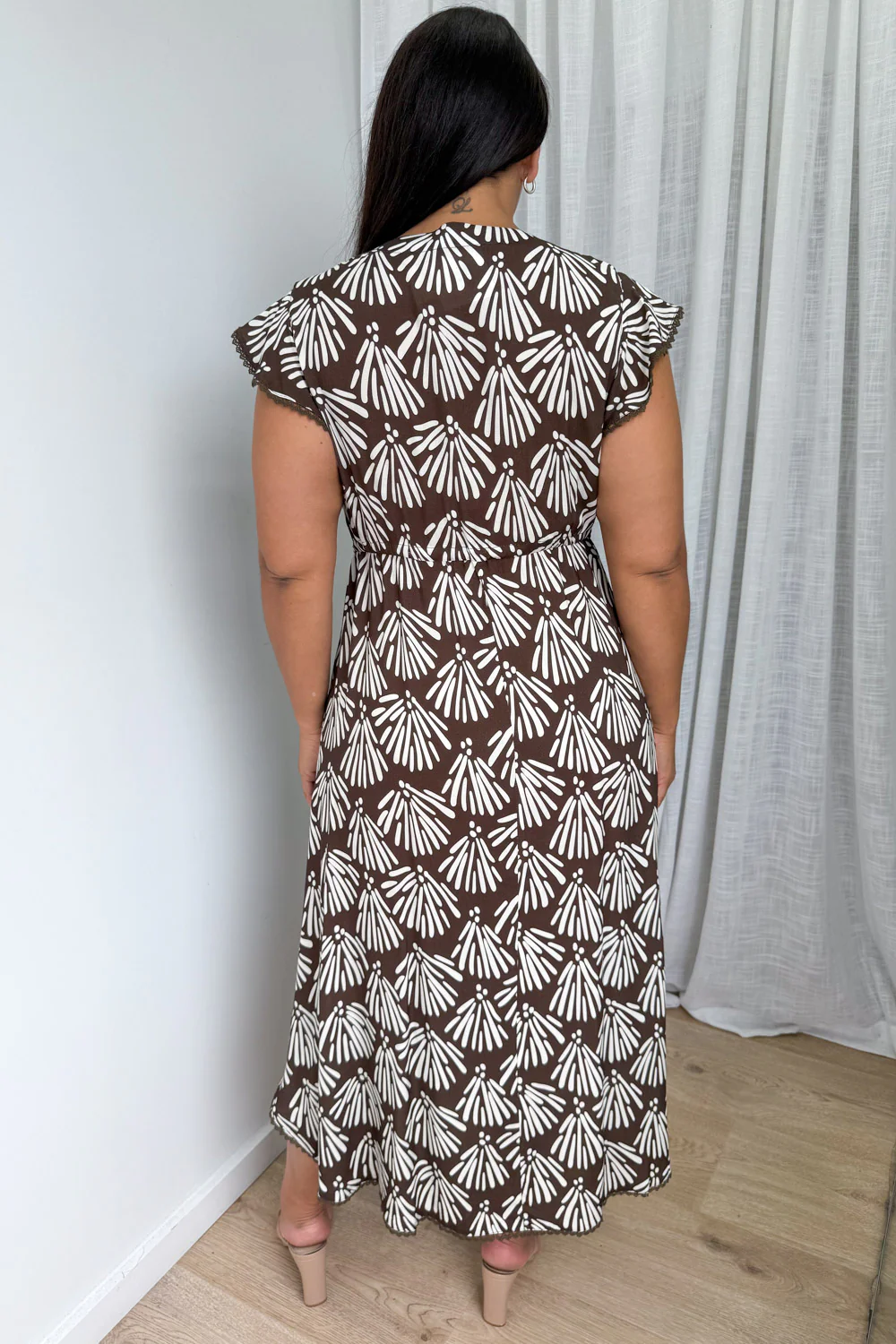 Peri Dress - Chocolate Abstract Leaf - Image 8
