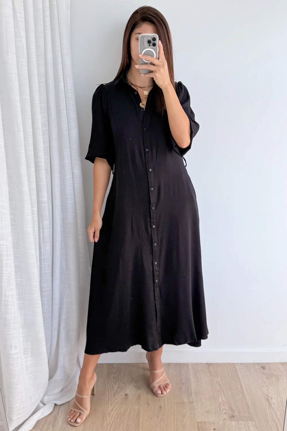 Peyton Shirt Dress - Black - Image 6