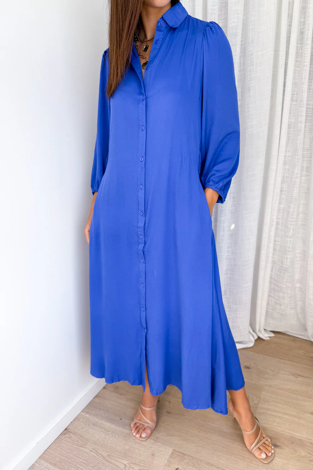 Peyton Shirt Dress - Cobalt Blue - Image 2