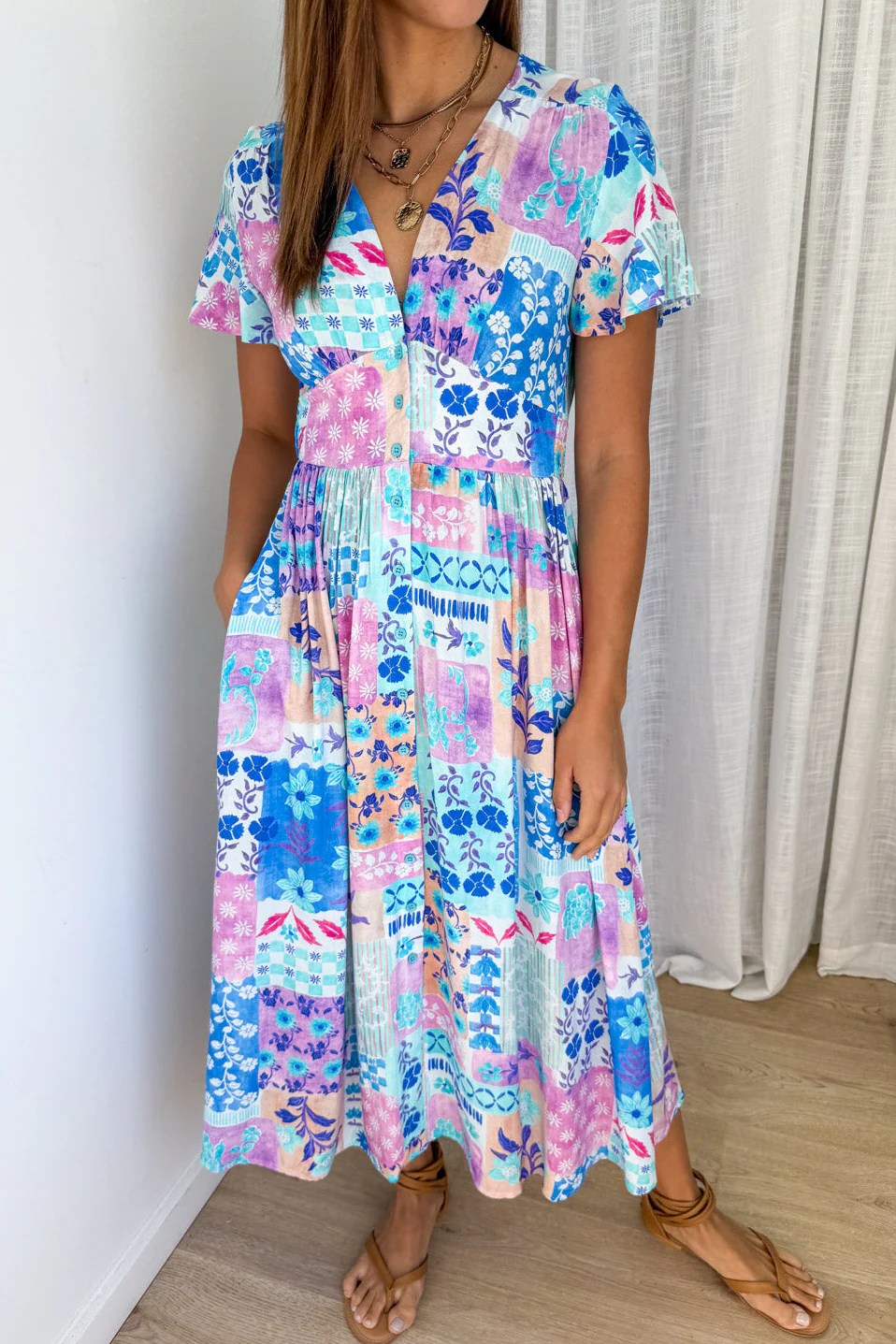 Pip Dress - Blue Patchwork - Image 2