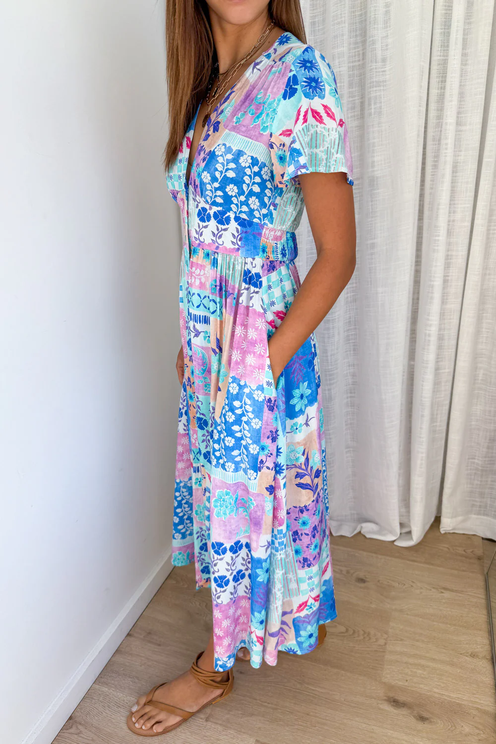 Pip Dress - Blue Patchwork - Image 3