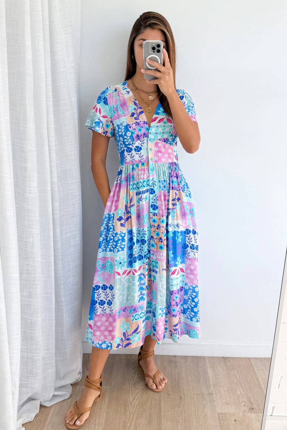 Pip Dress - Blue Patchwork - Image 6