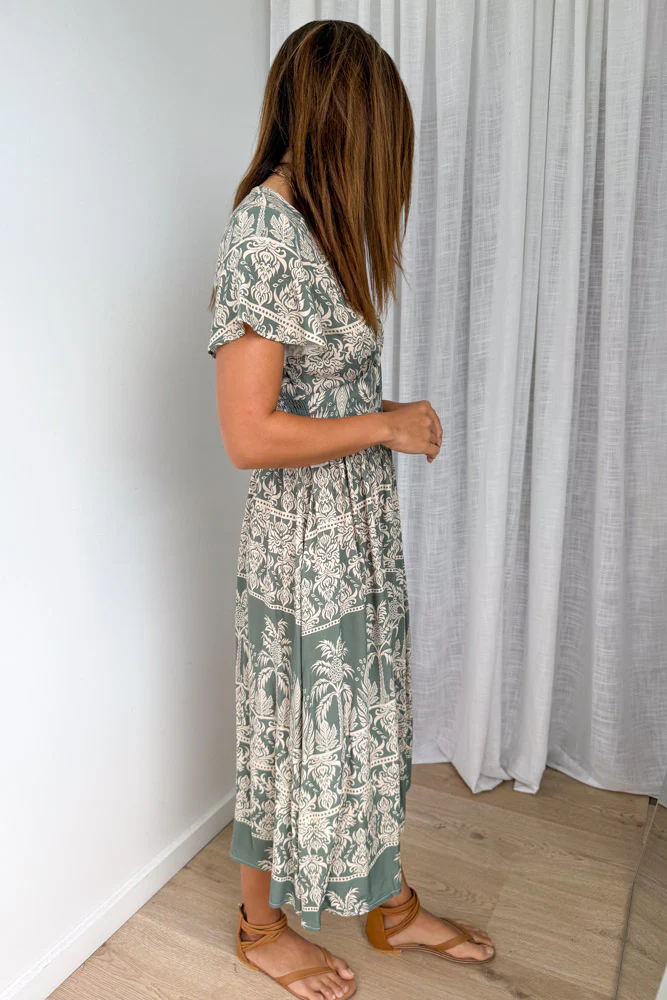 Pip Dress - Green Abstract Palm - Image 3