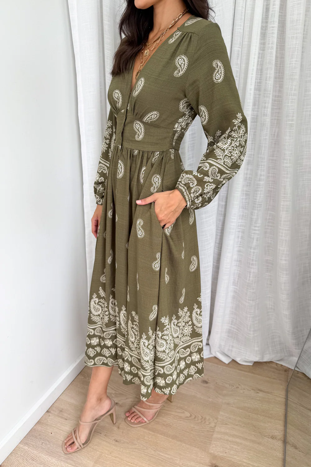 Piper Lane Dress - Khaki Boho - Image 3