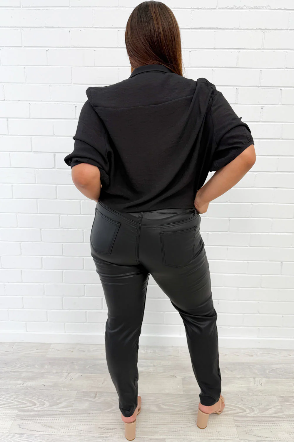 Pippa Wet Look Skinny Jeans - Black - Image 11