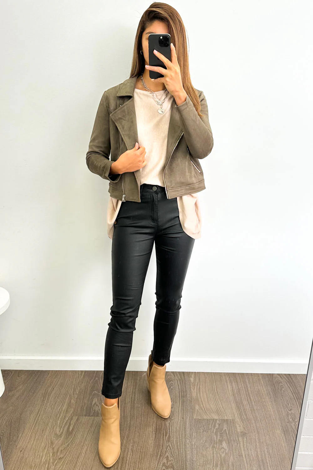 Pippa Wet Look Skinny Jeans - Black - Image 12