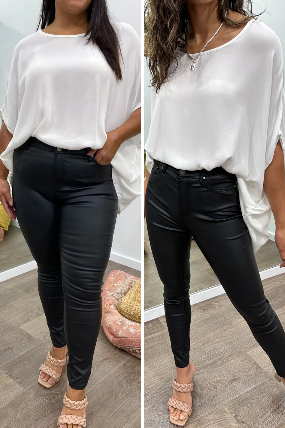 Pippa Wet Look Skinny Jeans - Black - Image 13