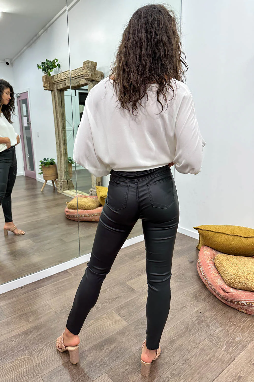 Pippa Wet Look Skinny Jeans - Black - Image 14