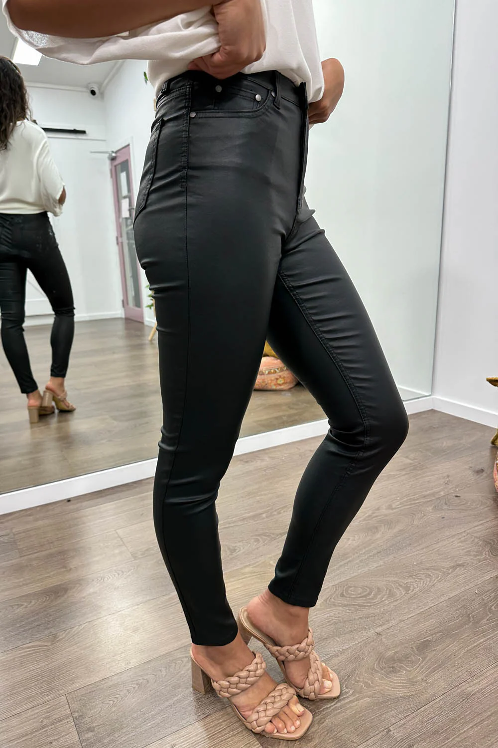 Pippa Wet Look Skinny Jeans - Black - Image 20