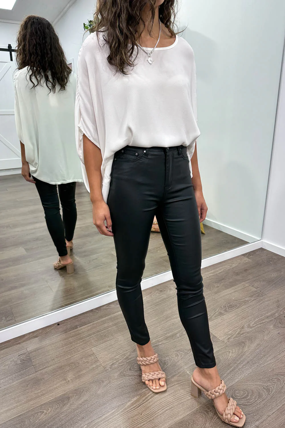 Pippa Wet Look Skinny Jeans - Black - Image 23