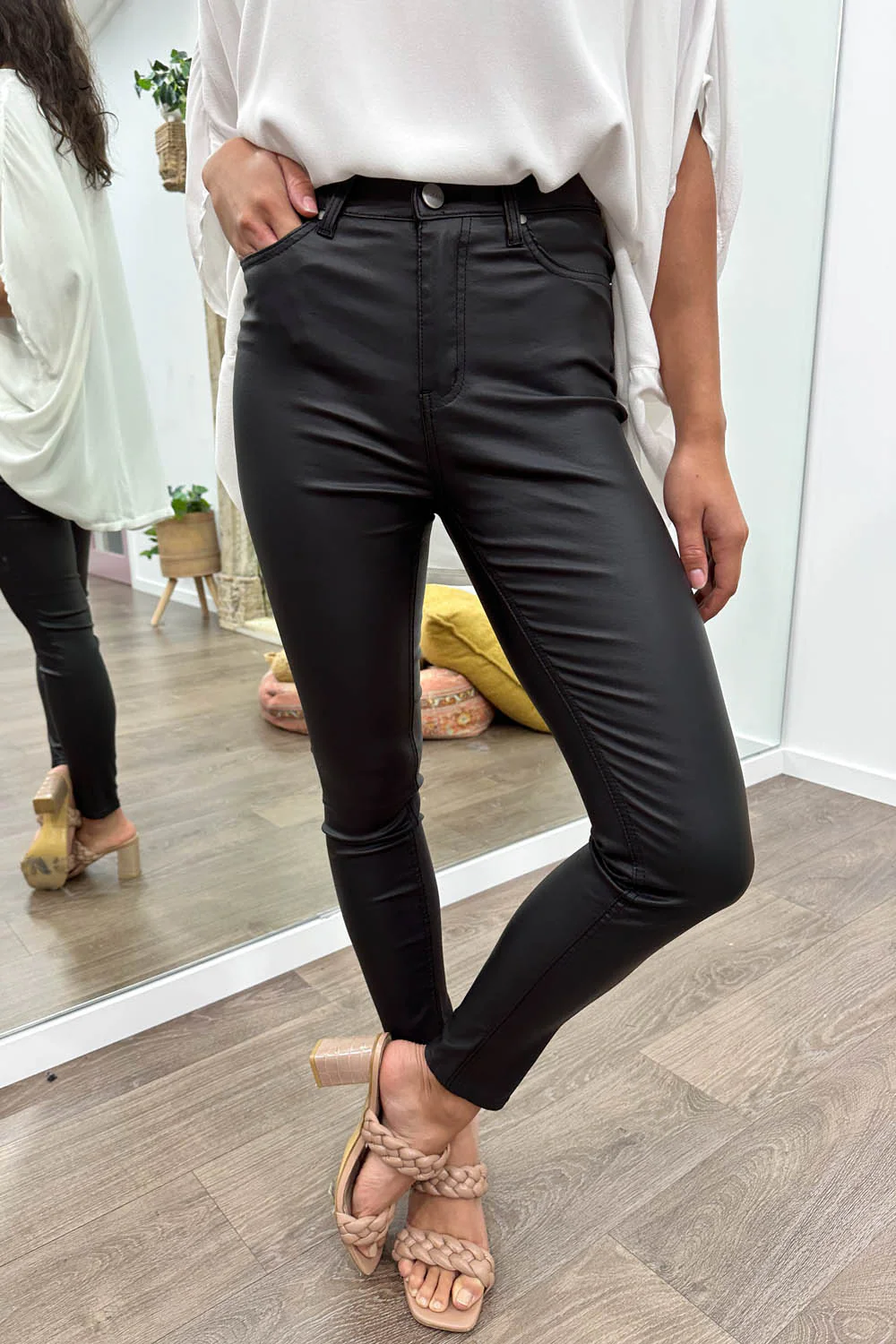 Pippa Wet Look Skinny Jeans - Black - Image 24