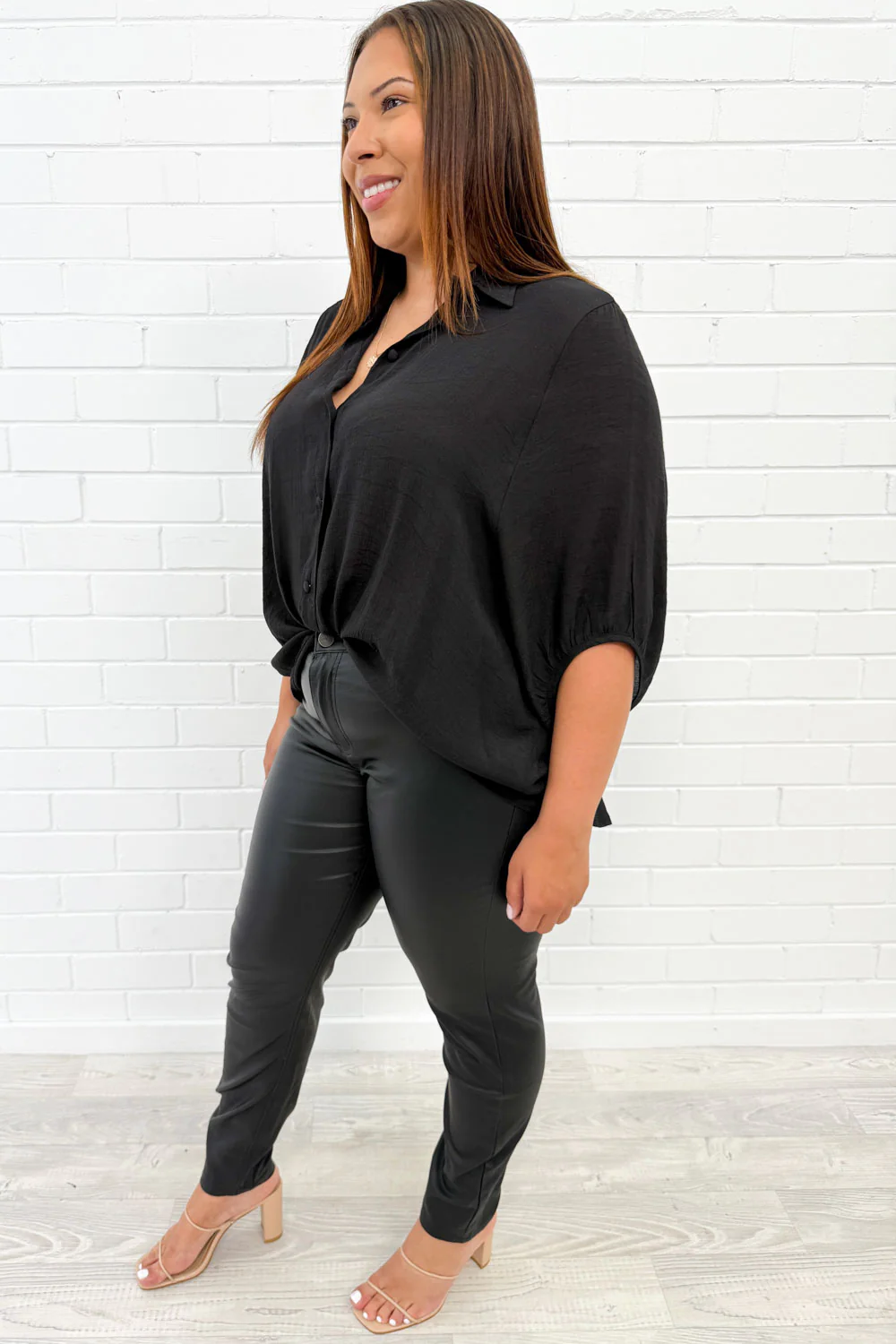 Pippa Wet Look Skinny Jeans - Black - Image 9