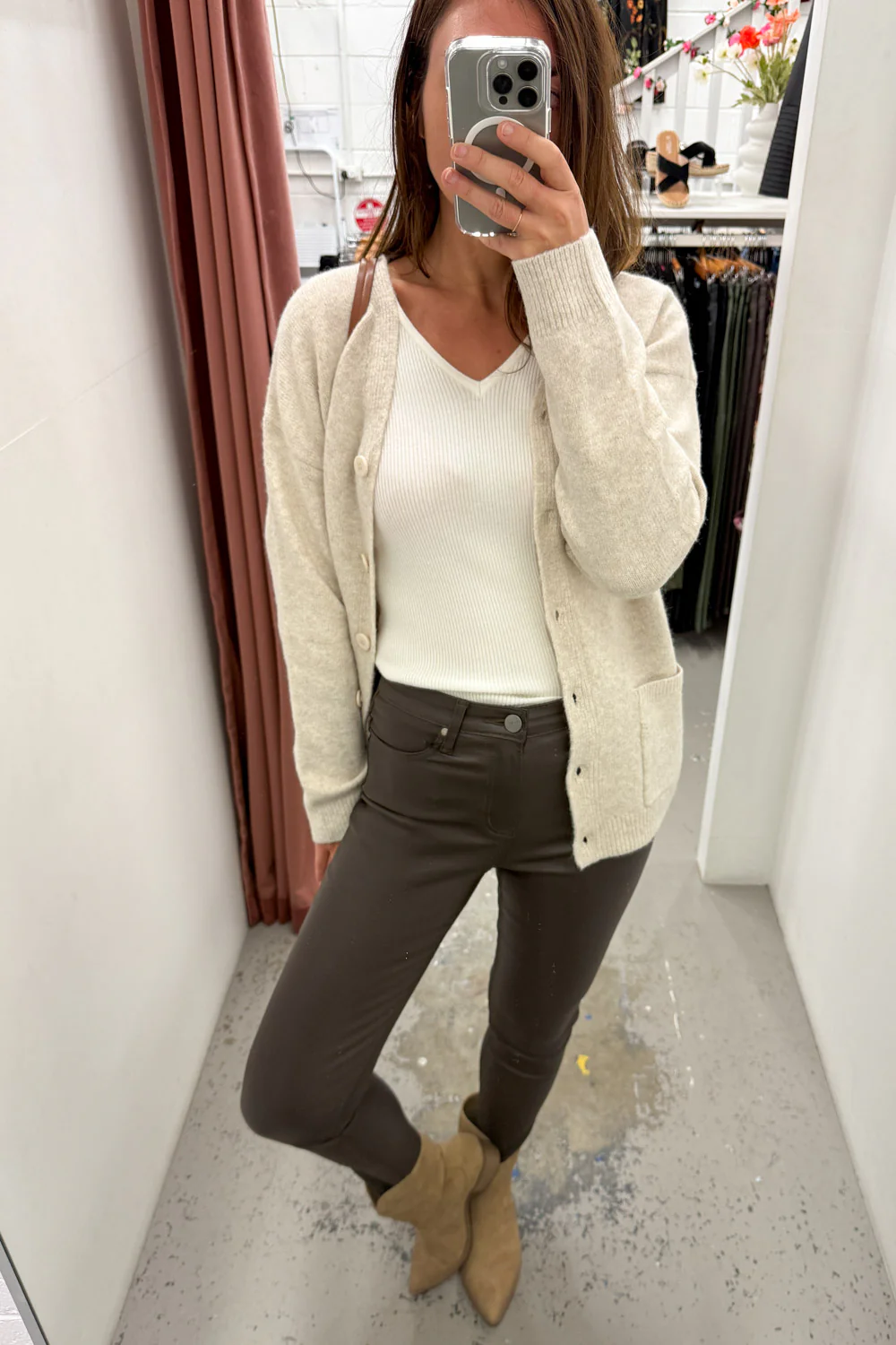 Pippa Wet Look Skinny Jeans - Chocolate - Image 3
