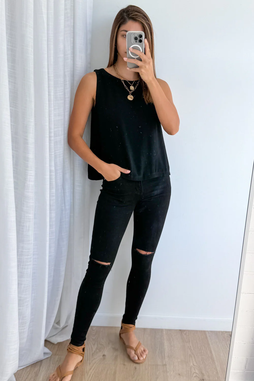 Rafaela Linen Top - Black - Image 2
