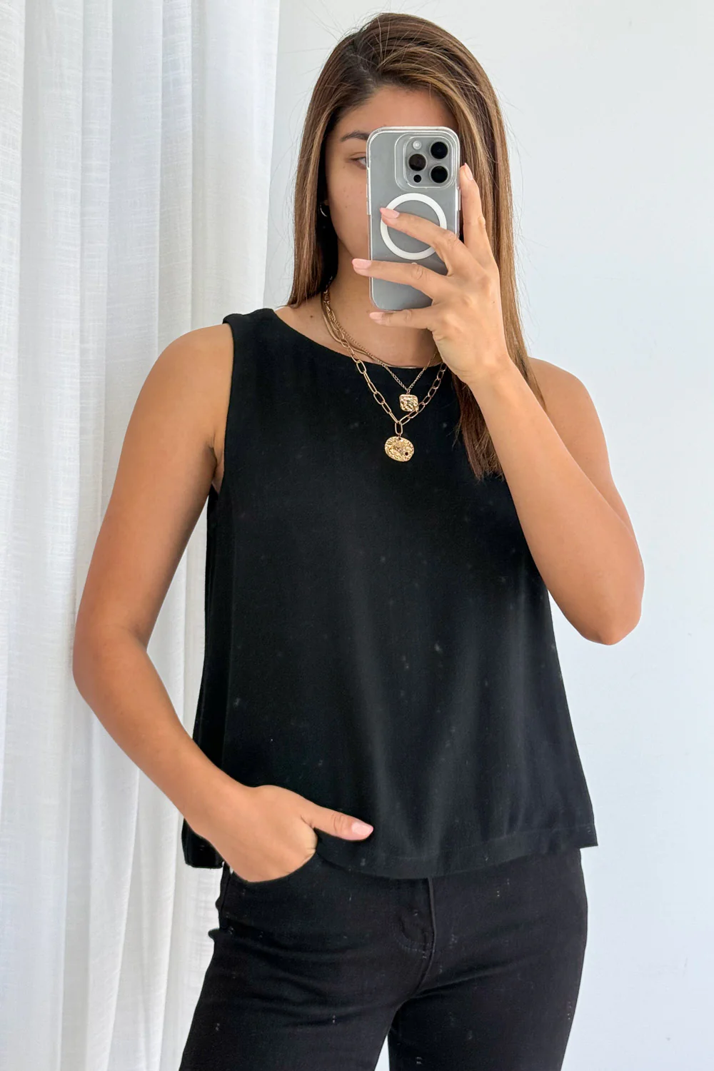 Rafaela Linen Top - Black - Image 4