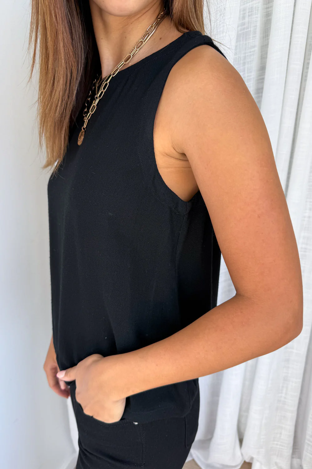 Rafaela Linen Top - Black - Image 7