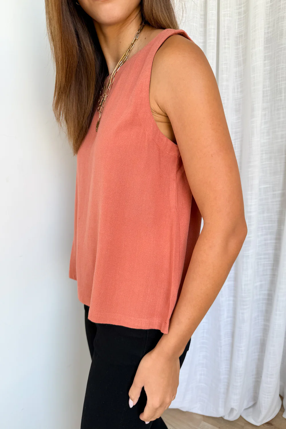Rafaela Linen Top - Caramel - Image 2