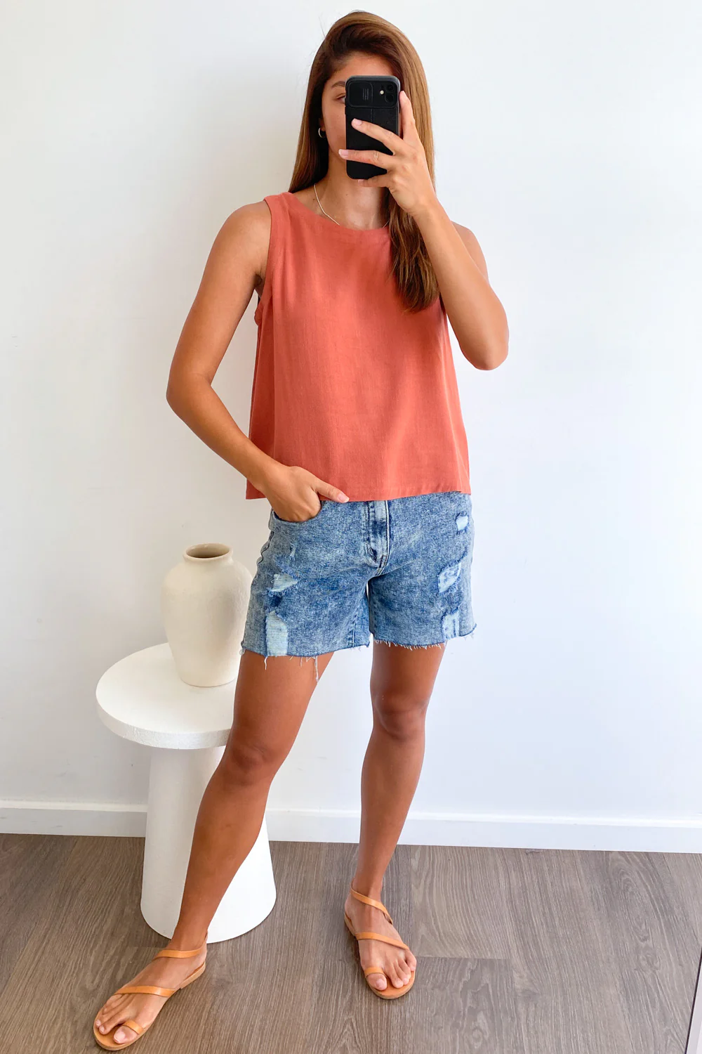 Rafaela Linen Top - Caramel - Image 4