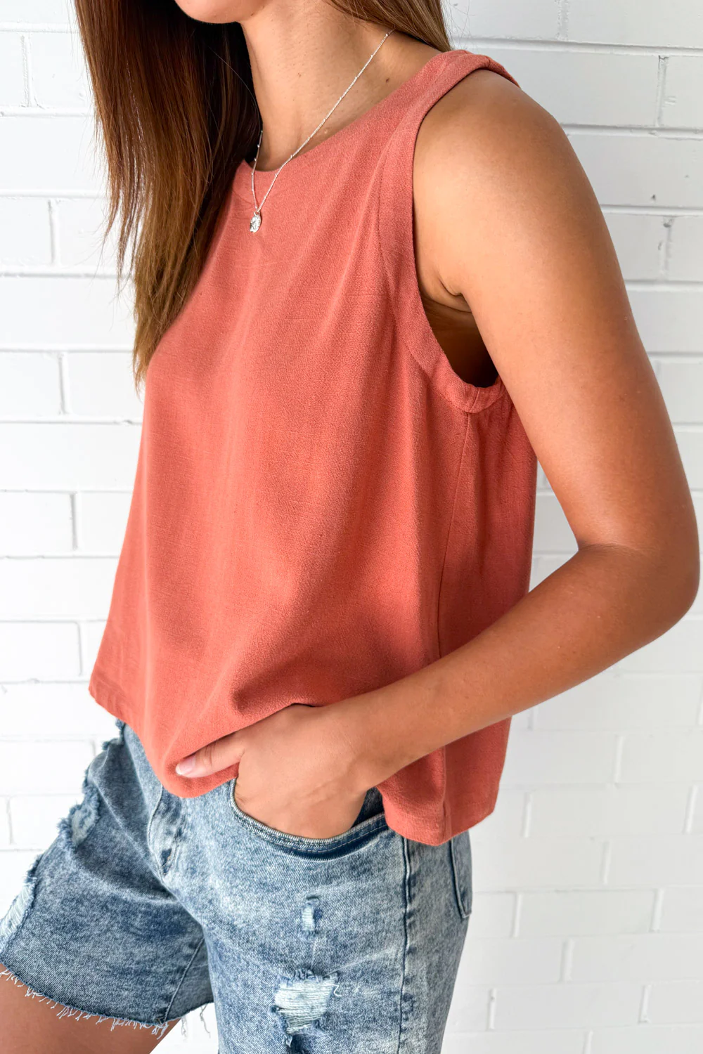 Rafaela Linen Top - Caramel - Image 6