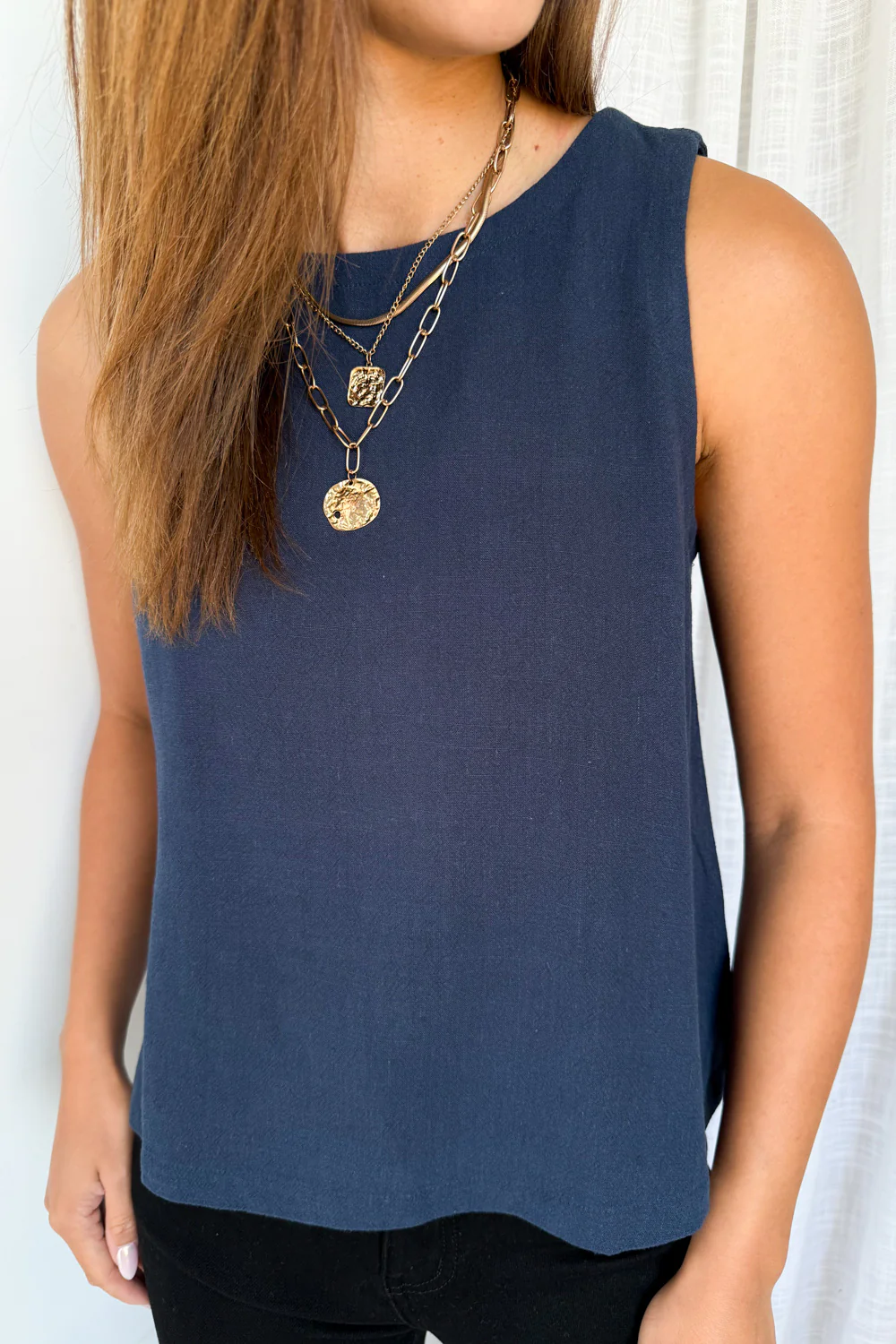 Rafaela Linen Top - Navy - Image 4