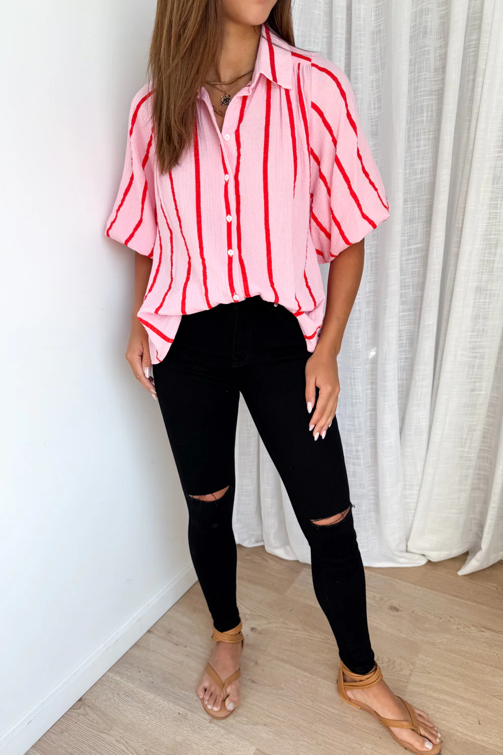 Rani Shirt - Pink Red Stripe - Image 3