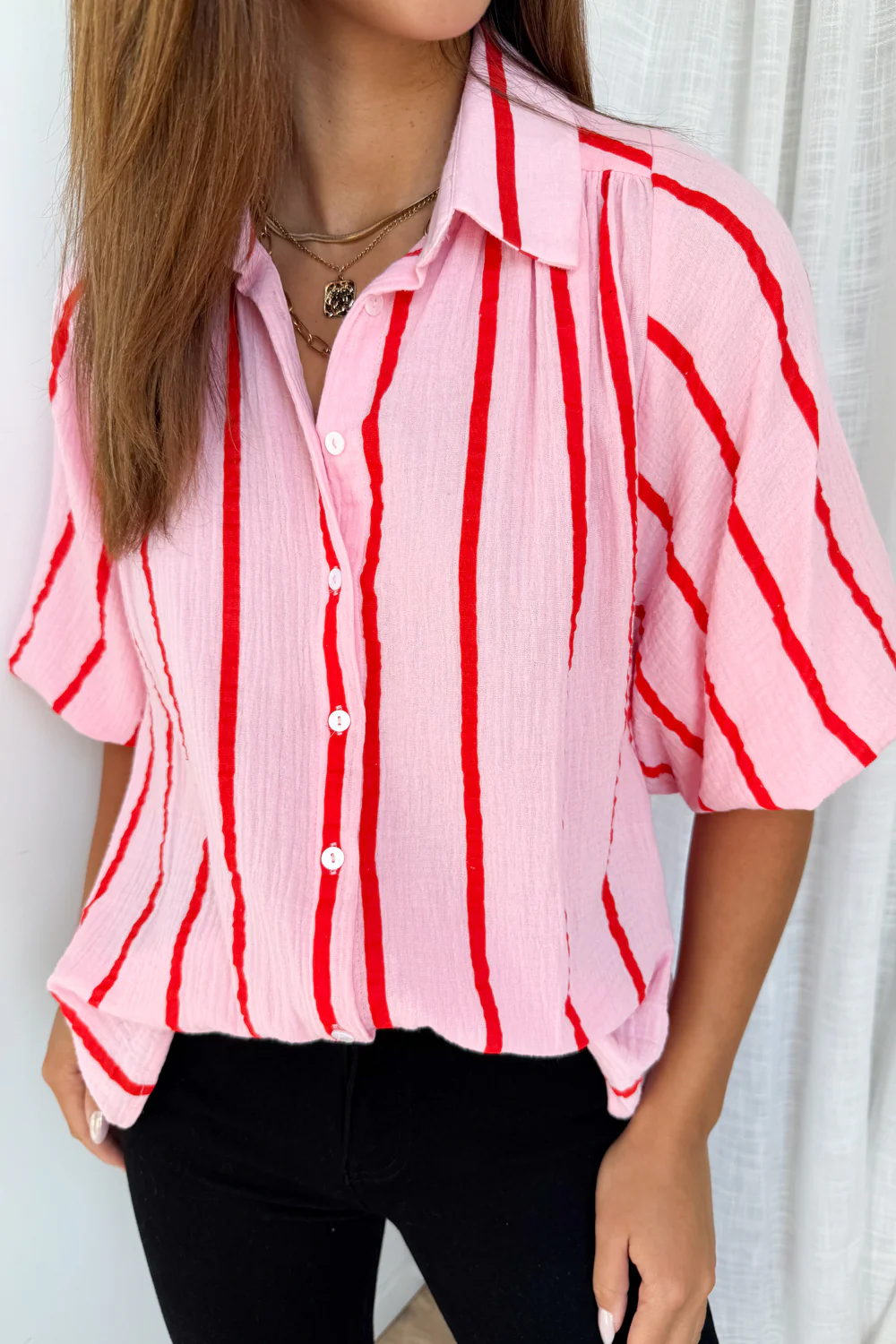 Rani Shirt - Pink Red Stripe - Image 5