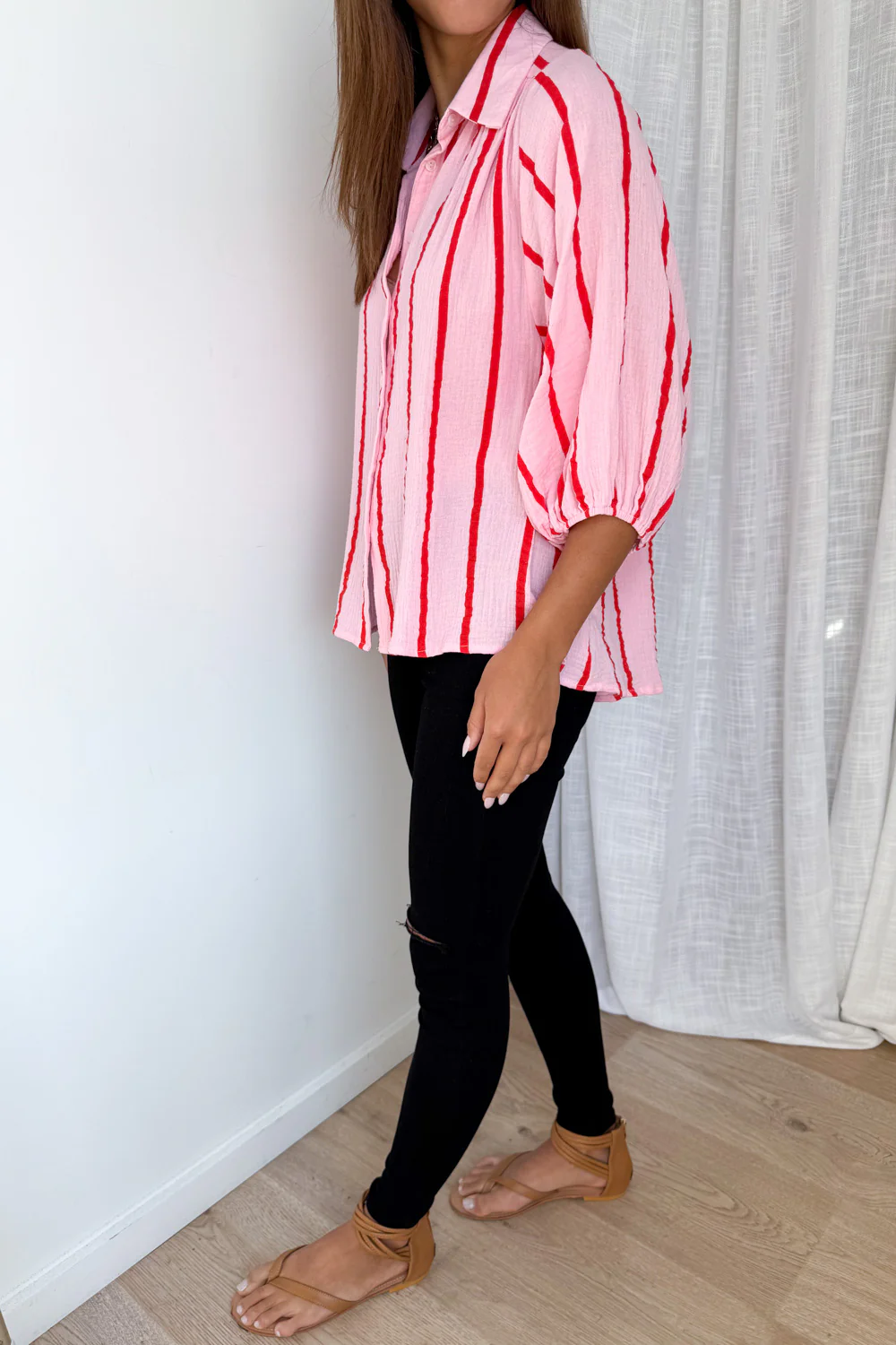 Rani Shirt - Pink Red Stripe - Image 8