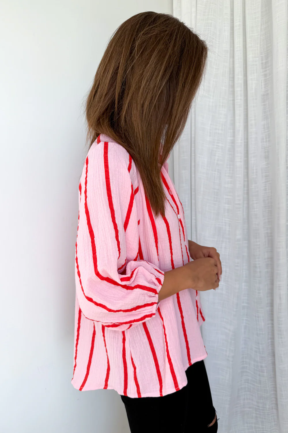 Rani Shirt - Pink Red Stripe - Image 9