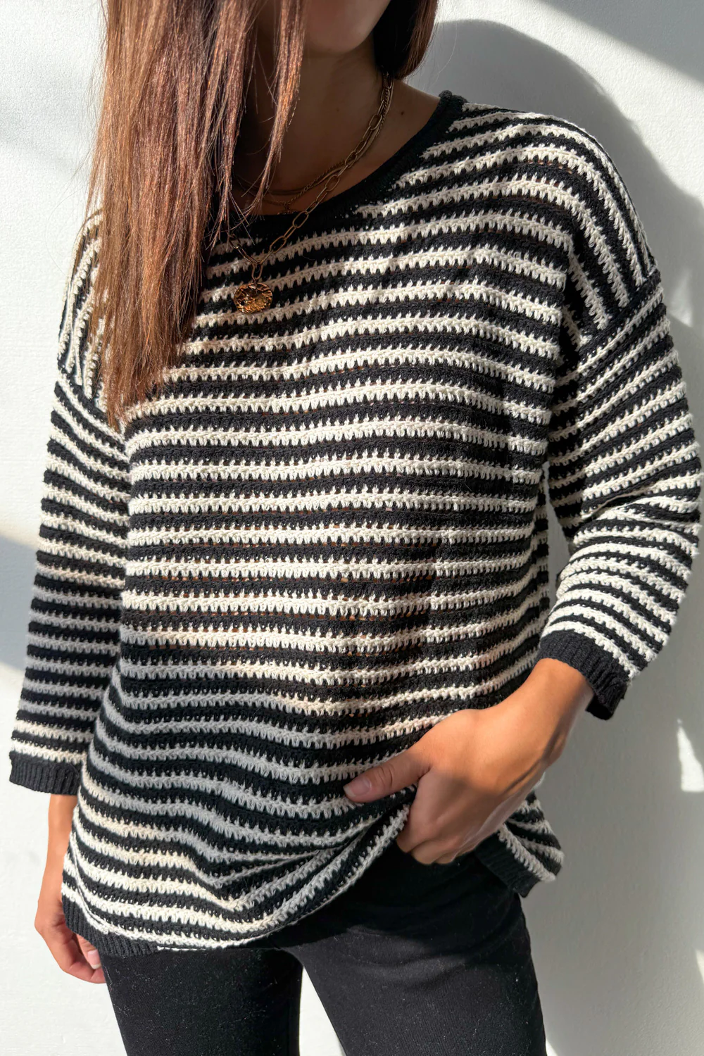 Raven Knit - Black Cream Stripe - Image 2