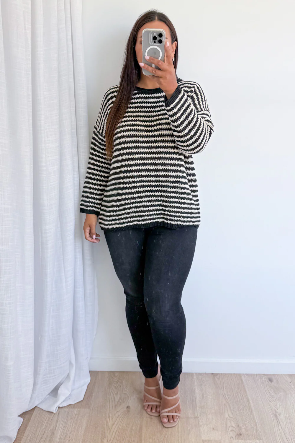 Raven Knit - Black Cream Stripe - Image 9