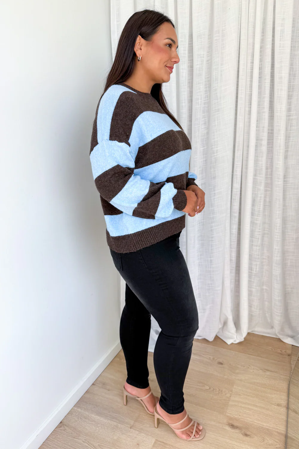Raye Knit - Chocolate Blue Stripe - Image 10