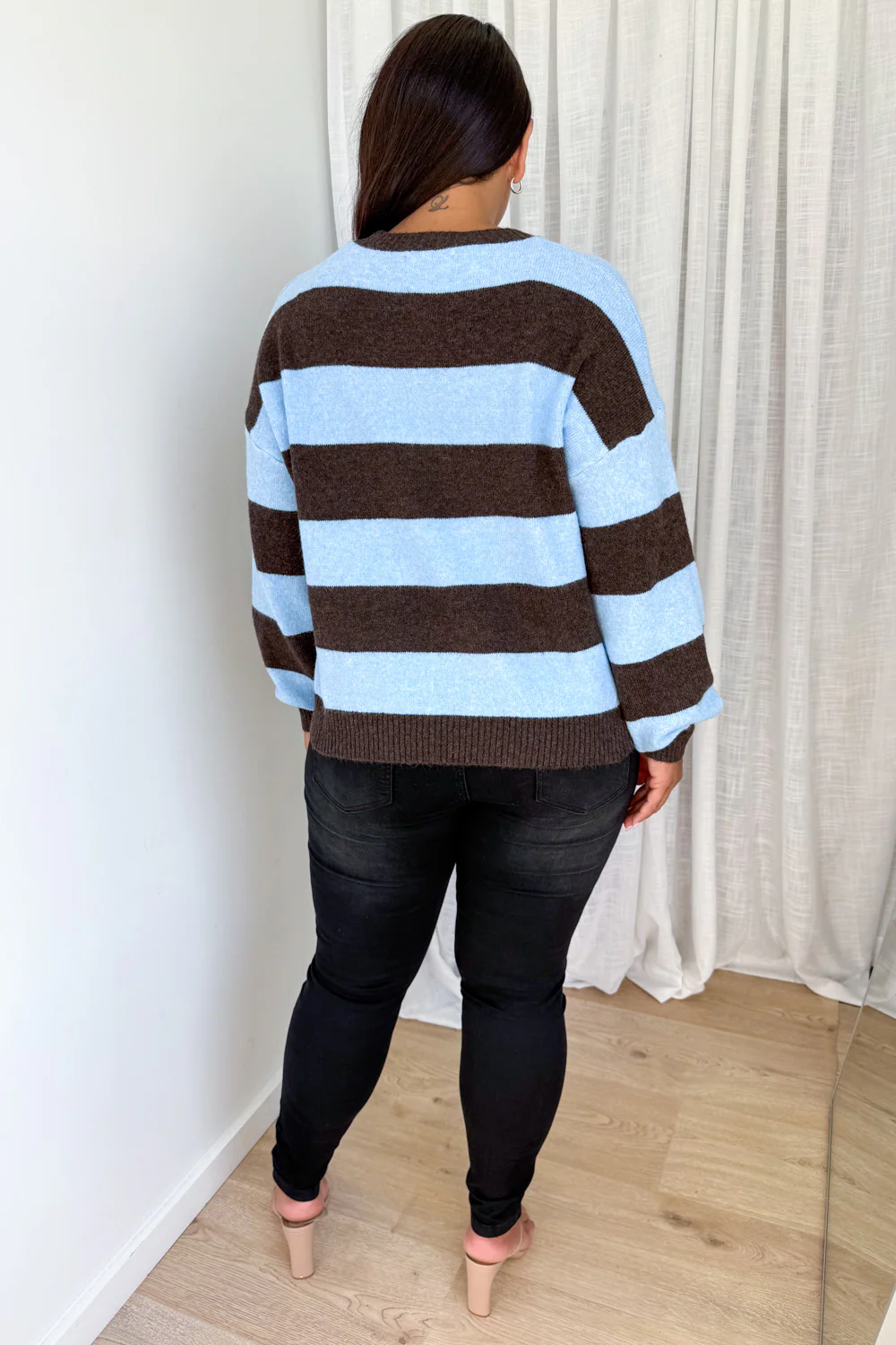 Raye Knit - Chocolate Blue Stripe - Image 11