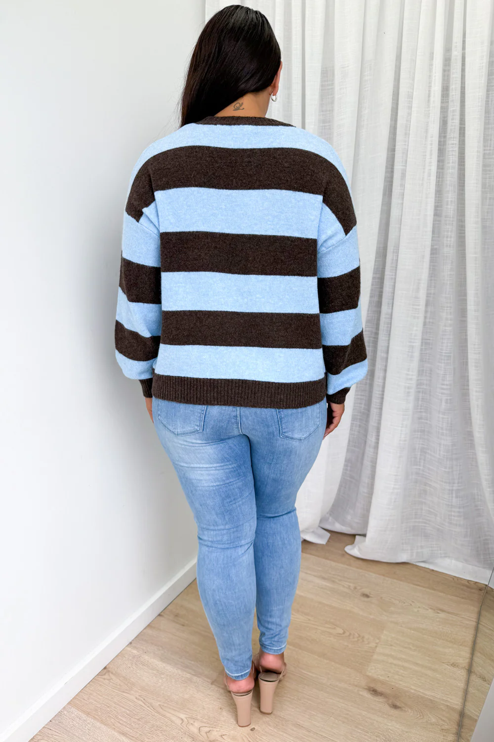 Raye Knit - Chocolate Blue Stripe - Image 14