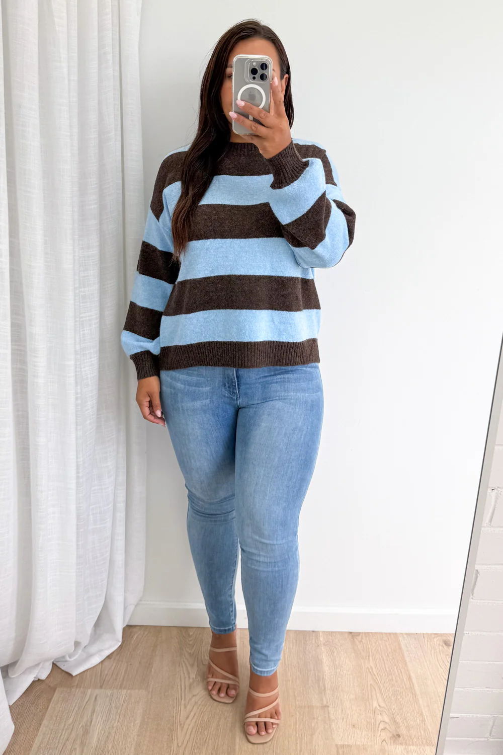 Raye Knit - Chocolate Blue Stripe - Image 15
