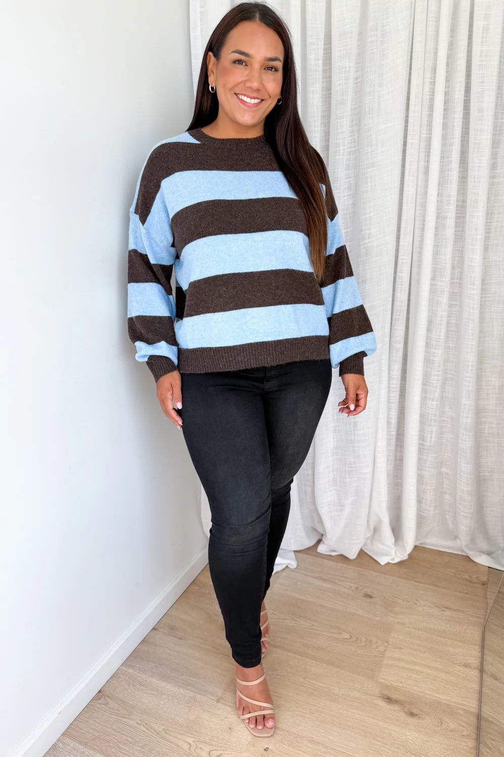 Raye Knit - Chocolate Blue Stripe - Image 9
