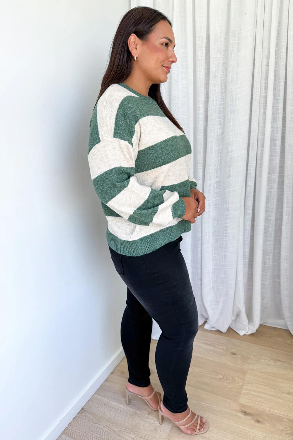 Raye Knit - Olive Natural Stripe - Image 11