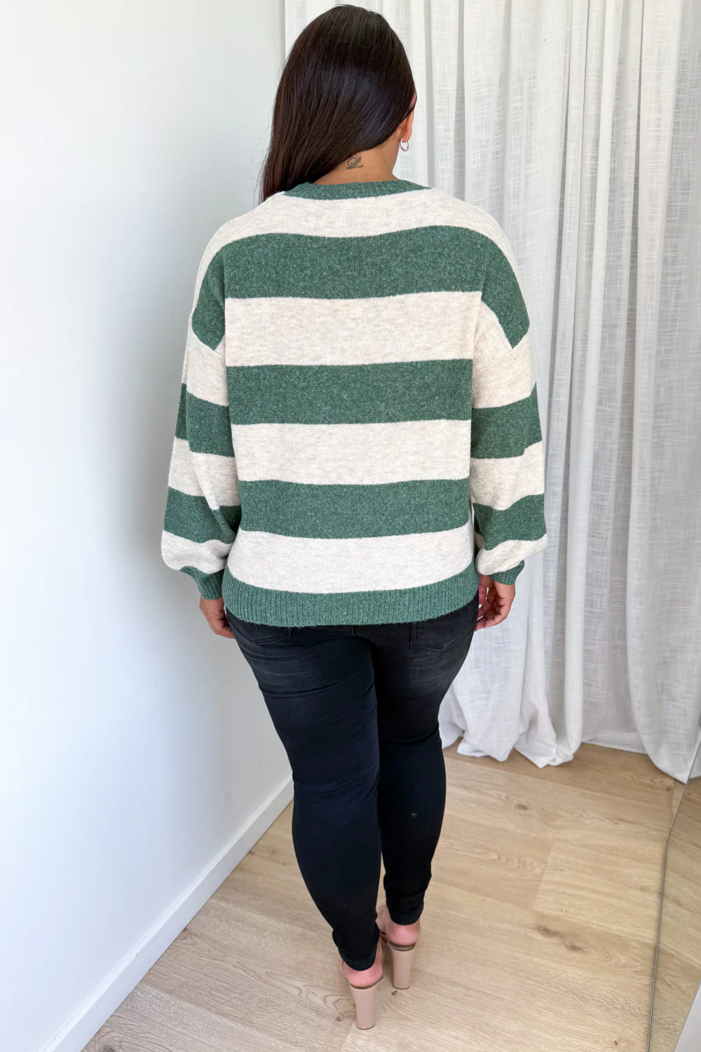 Raye Knit - Olive Natural Stripe - Image 12