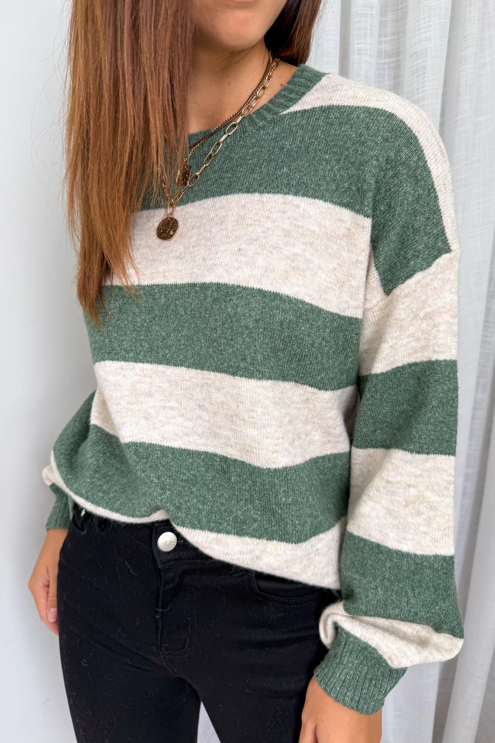Raye Knit - Olive Natural Stripe - Image 3