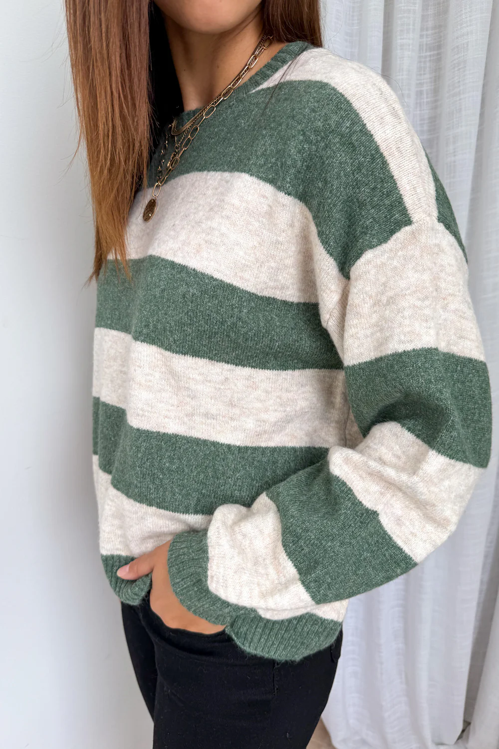 Raye Knit - Olive Natural Stripe - Image 5