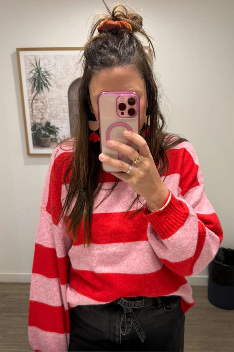 Raye Knit - Pink Red Stripe - Image 3